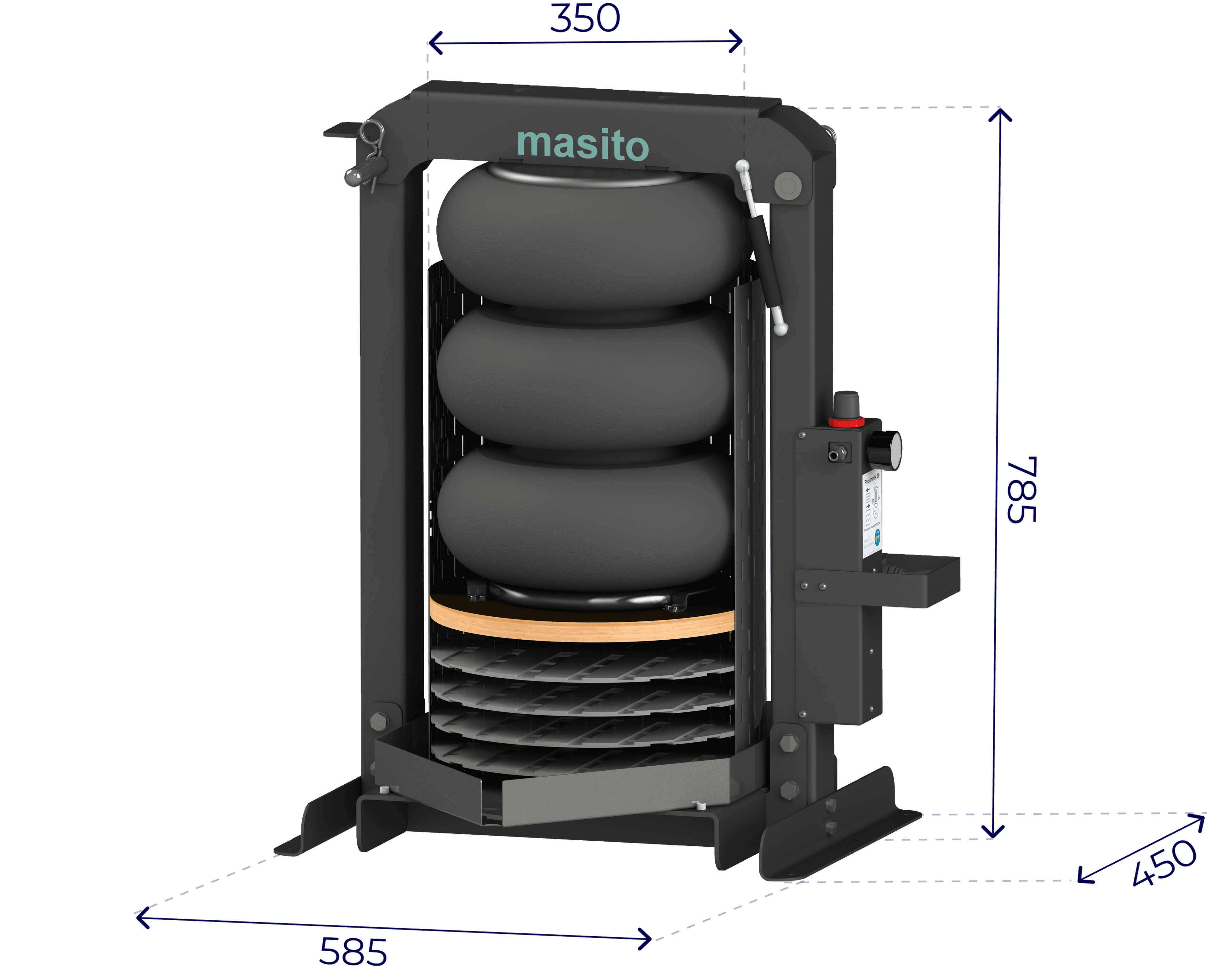 Juice Press Pneumatik 50 – See dimensions